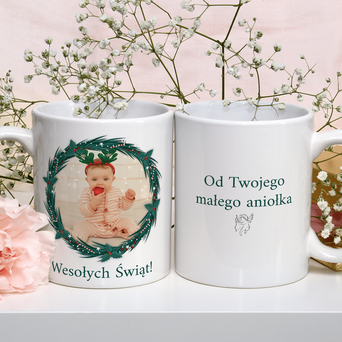 Od Twojego aniołka - 1x Kubek z nadrukiem, spersonalizowany prezent dla mamy - idamell.com