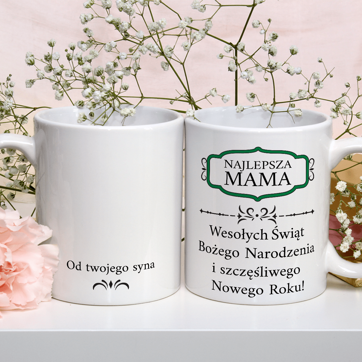 Od twojego syna - 1x Kubek z nadrukiem, spersonalizowany prezent dla mamy - idamell.com