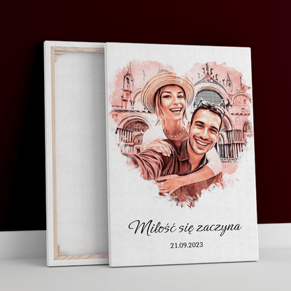Pamiątka zakochanych - druk na płótnie, spersonalizowany prezent dla pary - idamell.com