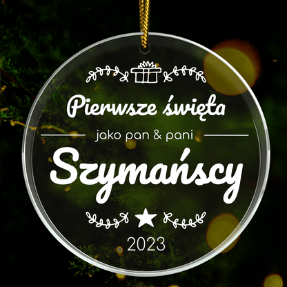 Pan i Pani - bombka choinkowa, spersonalizowany prezent dla męża - idamell.com