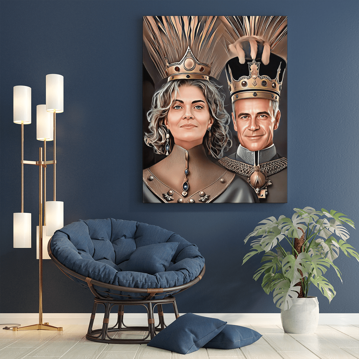 Para King & Queen - druk na płótnie, spersonalizowany prezent dla dziadków - idamell.com