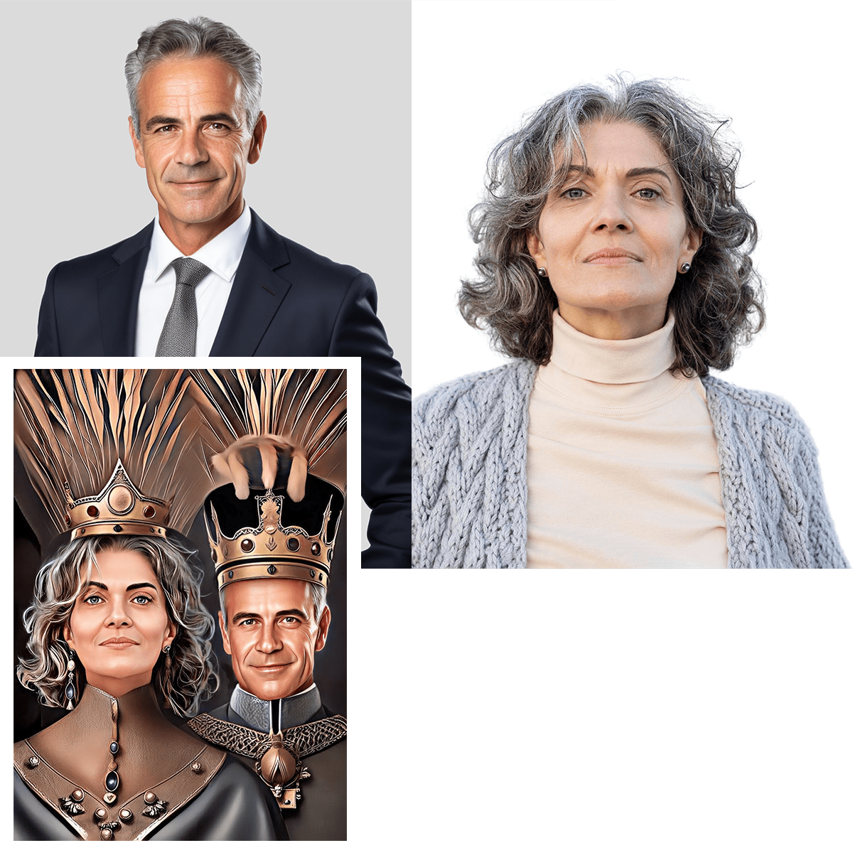 Para King & Queen - druk na płótnie, spersonalizowany prezent dla dziadków - idamell.com