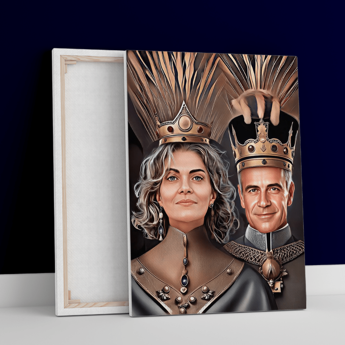 Para King & Queen - druk na płótnie, spersonalizowany prezent dla dziadków - idamell.com