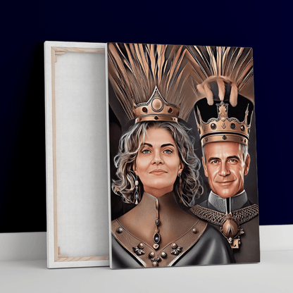 Para King & Queen - druk na płótnie, spersonalizowany prezent dla dziadków - idamell.com