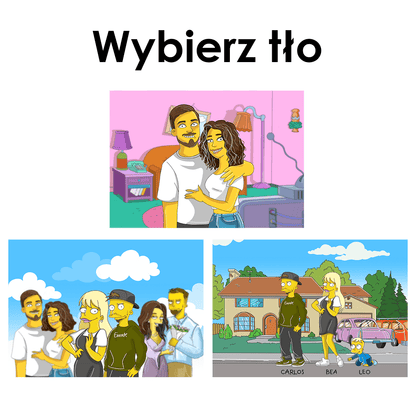 Para w rysunkowym stylu - druk na płótnie, spersonalizowany prezent dla pary - idamell.com