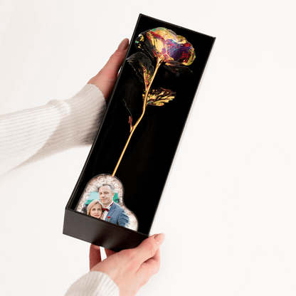 Personalizowana róża wieczna świecąca z nadrukiem + GRATISY - idamell.com