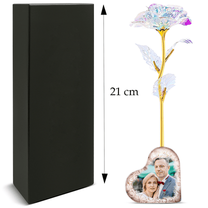Personalizowana róża wieczna świecąca z nadrukiem + GRATISY - idamell.com