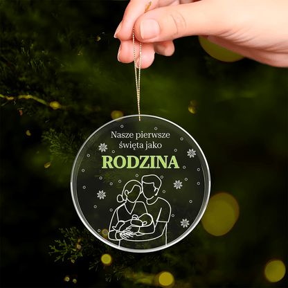 Pierwsze święta rodzinne - bombka choinkowa, spersonalizowany prezent dla rodziców - idamell.com