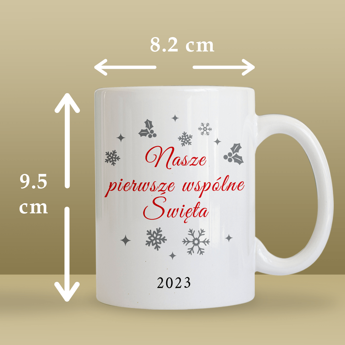 Pierwsze wspólne święta - 1x Kubek z nadrukiem, spersonalizowany prezent dla pary - idamell.com