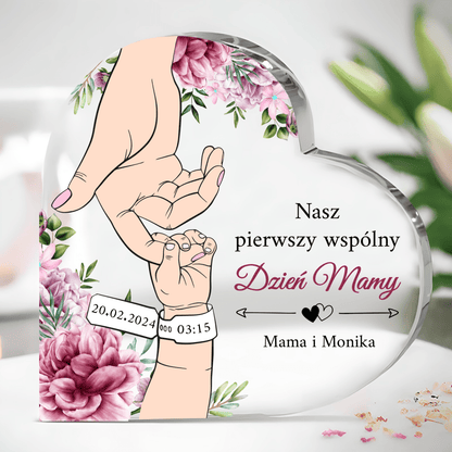 Pierwszy wspólny Dzień Mamy - Szklane serce, spersonalizowany prezent dla mamy - idamell.com