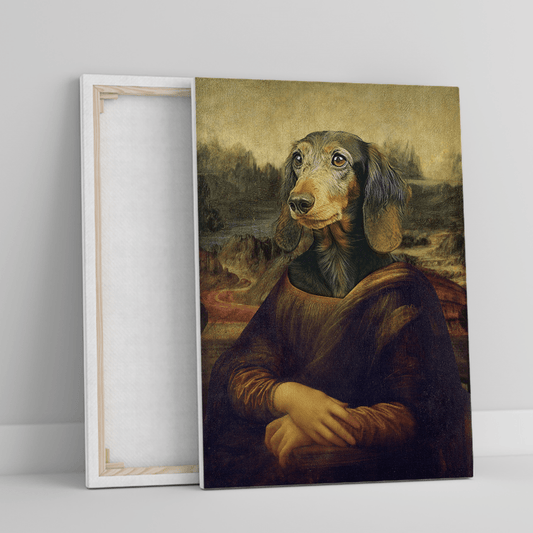 Pies Mona Lisa - druk na płótnie, spersonalizowany prezent dla właściciela psa - idamell.com