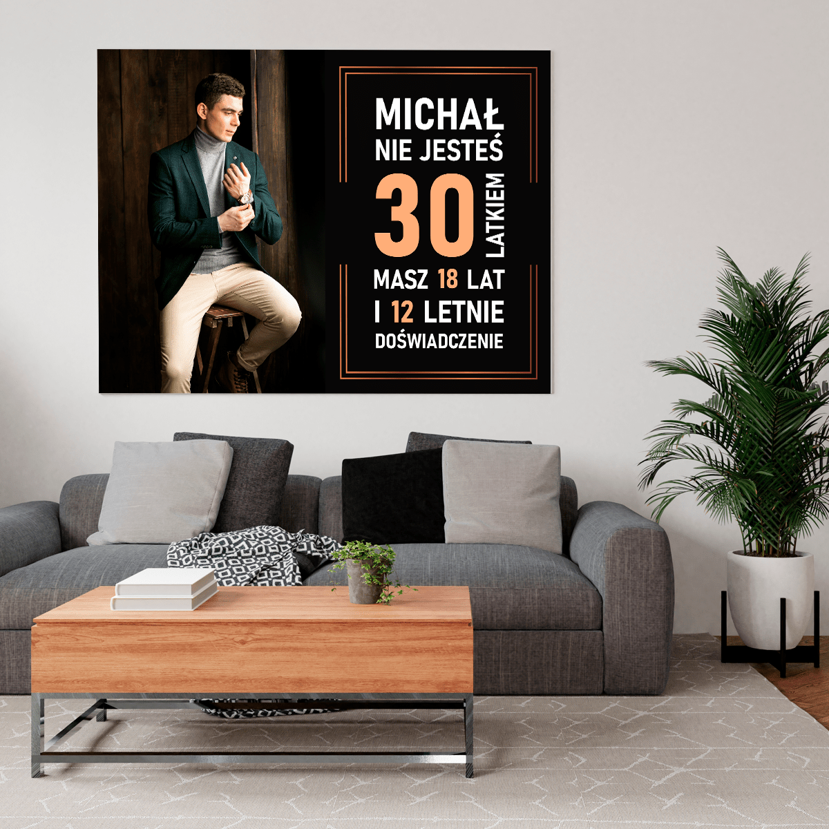 Plakat na 30 urodziny - druk na płótnie, spersonalizowany prezent dla niego - idamell.com