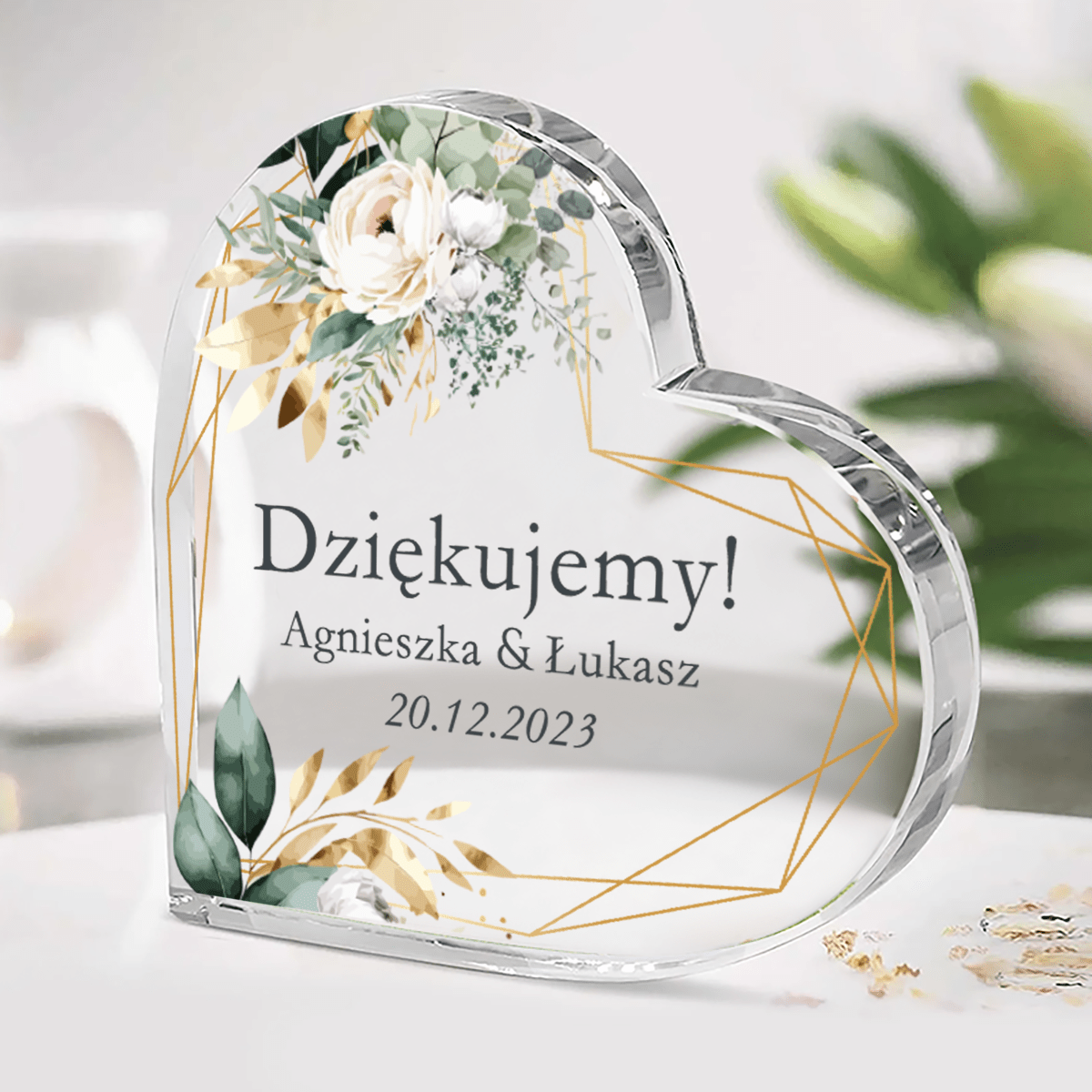 Podziękowanie ślubne - Szklane serce, spersonalizowany prezent dla rodziców - idamell.com