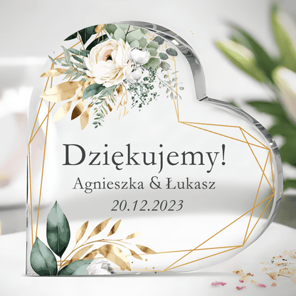 Podziękowanie ślubne - Szklane serce, spersonalizowany prezent dla rodziców - idamell.com
