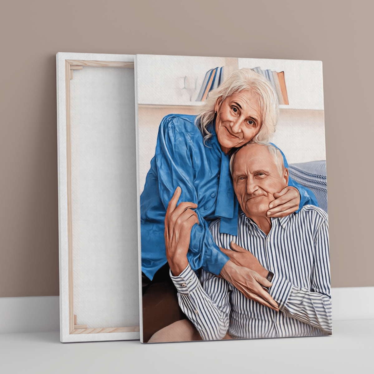 Portret babci i dziadka - druk na płótnie, spersonalizowany prezent dla dziadków - idamell.com