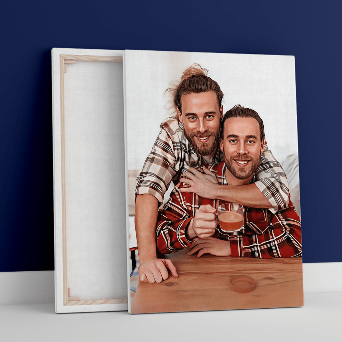 Portret braci - druk na płótnie, spersonalizowany prezent dla brata - idamell.com