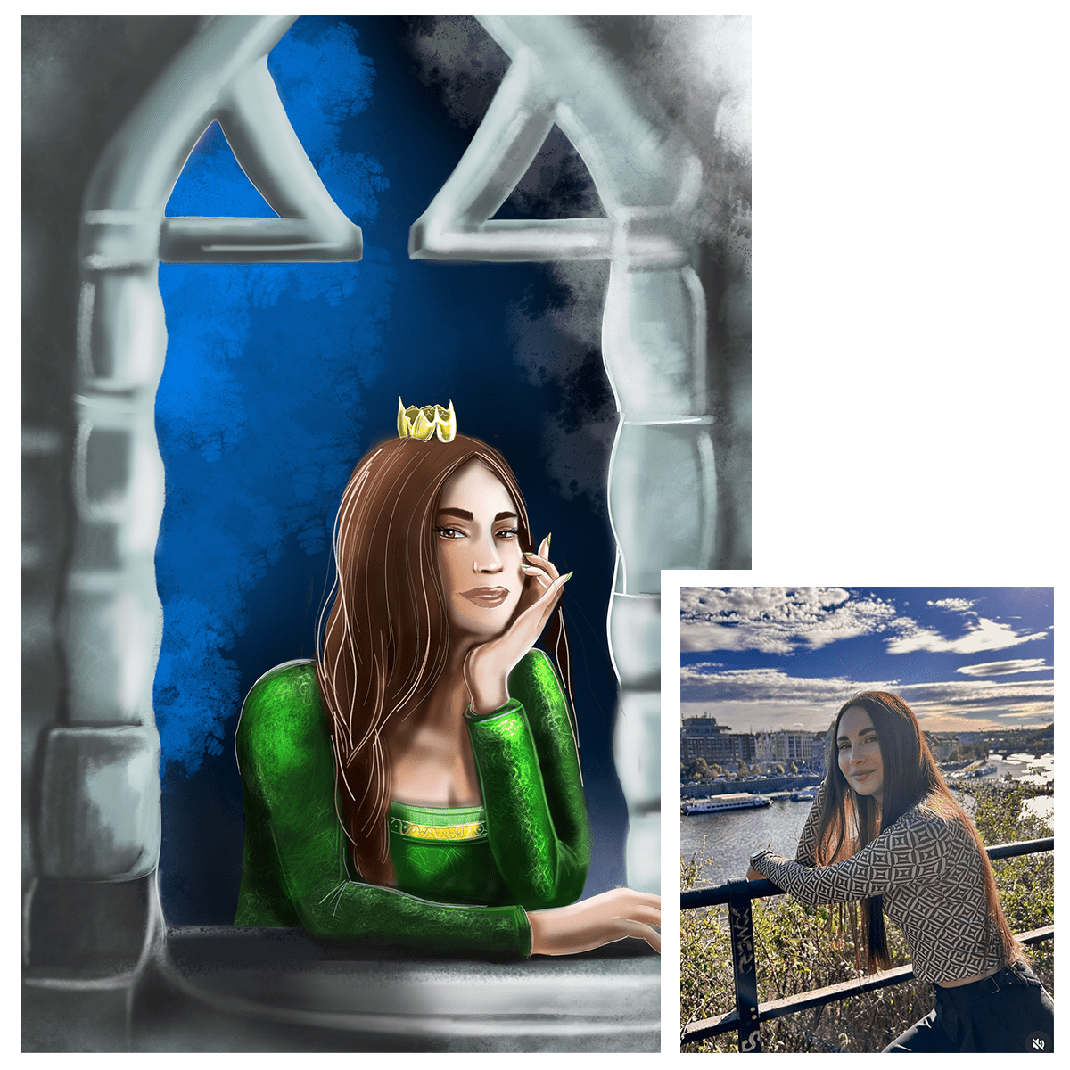 Portret Fiona - druk na płótnie, spersonalizowany prezent dla niej - idamell.com