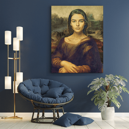 Portret jak Mona Lisa - druk na płótnie, spersonalizowany prezent dla niej - idamell.com