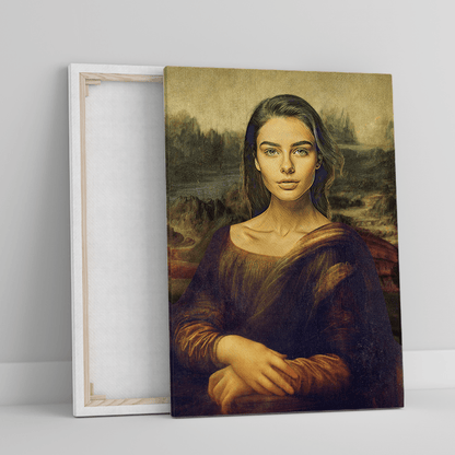 Portret jak Mona Lisa - druk na płótnie, spersonalizowany prezent dla niej - idamell.com