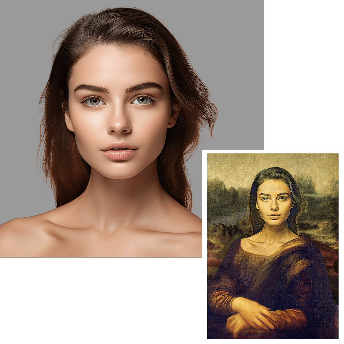 Portret jak Mona Lisa - druk na płótnie, spersonalizowany prezent dla niej - idamell.com