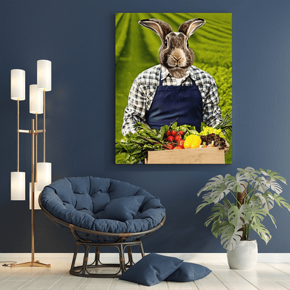 Portret królik farmer - druk na płótnie, spersonalizowany prezent - idamell.com