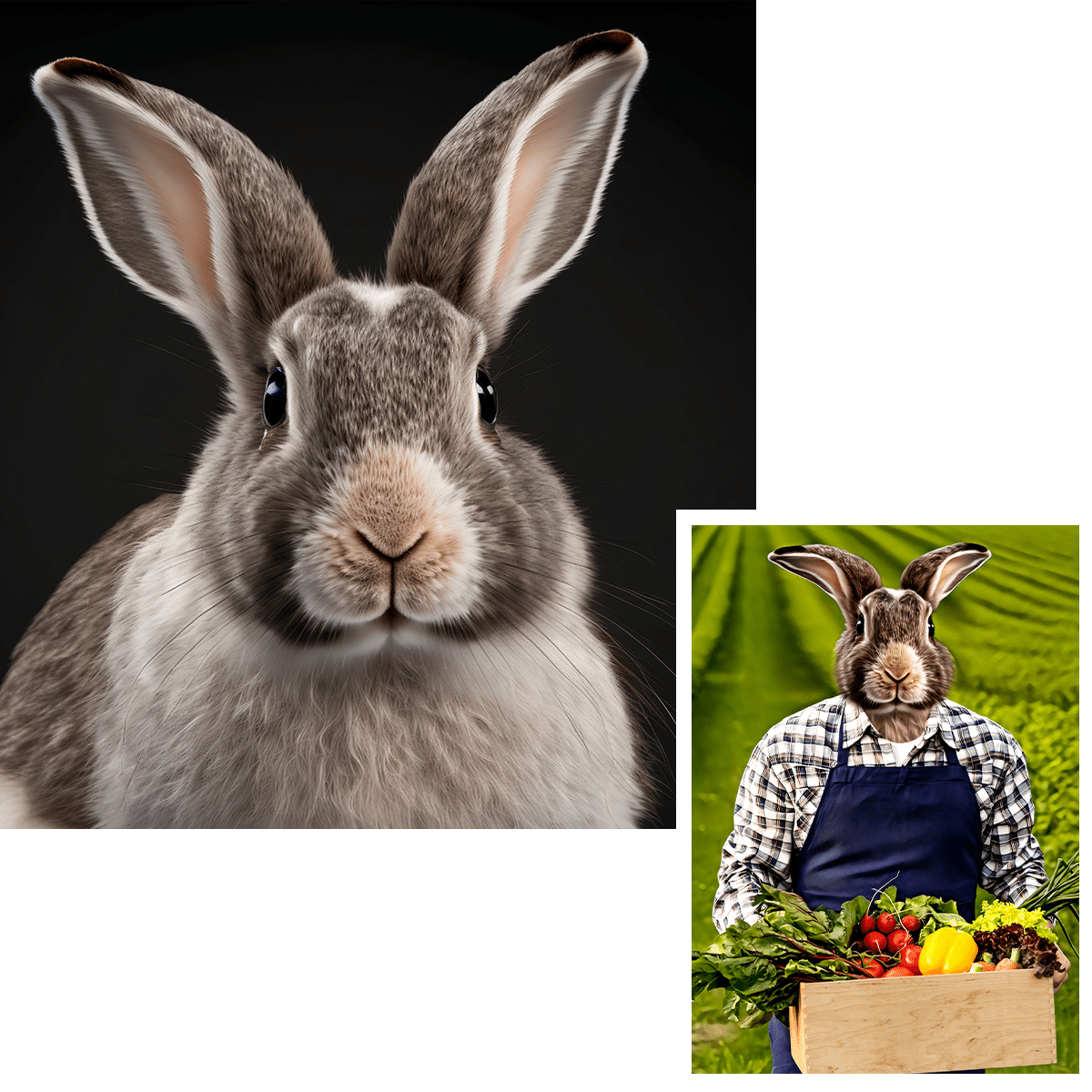 Portret królik farmer - druk na płótnie, spersonalizowany prezent - idamell.com
