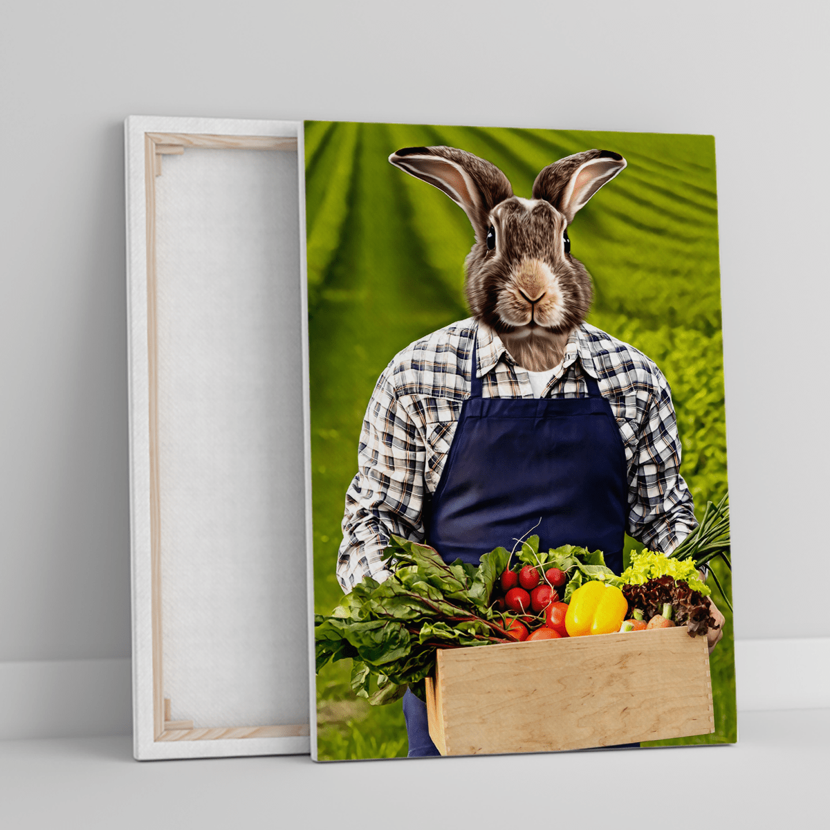 Portret królik farmer - druk na płótnie, spersonalizowany prezent - idamell.com