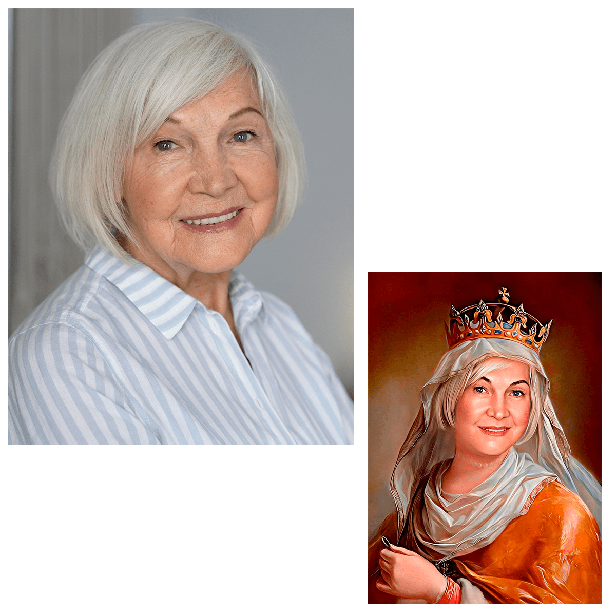 Portret Królowa Jadwiga - druk na płótnie, spersonalizowany prezent dla babci - idamell.com