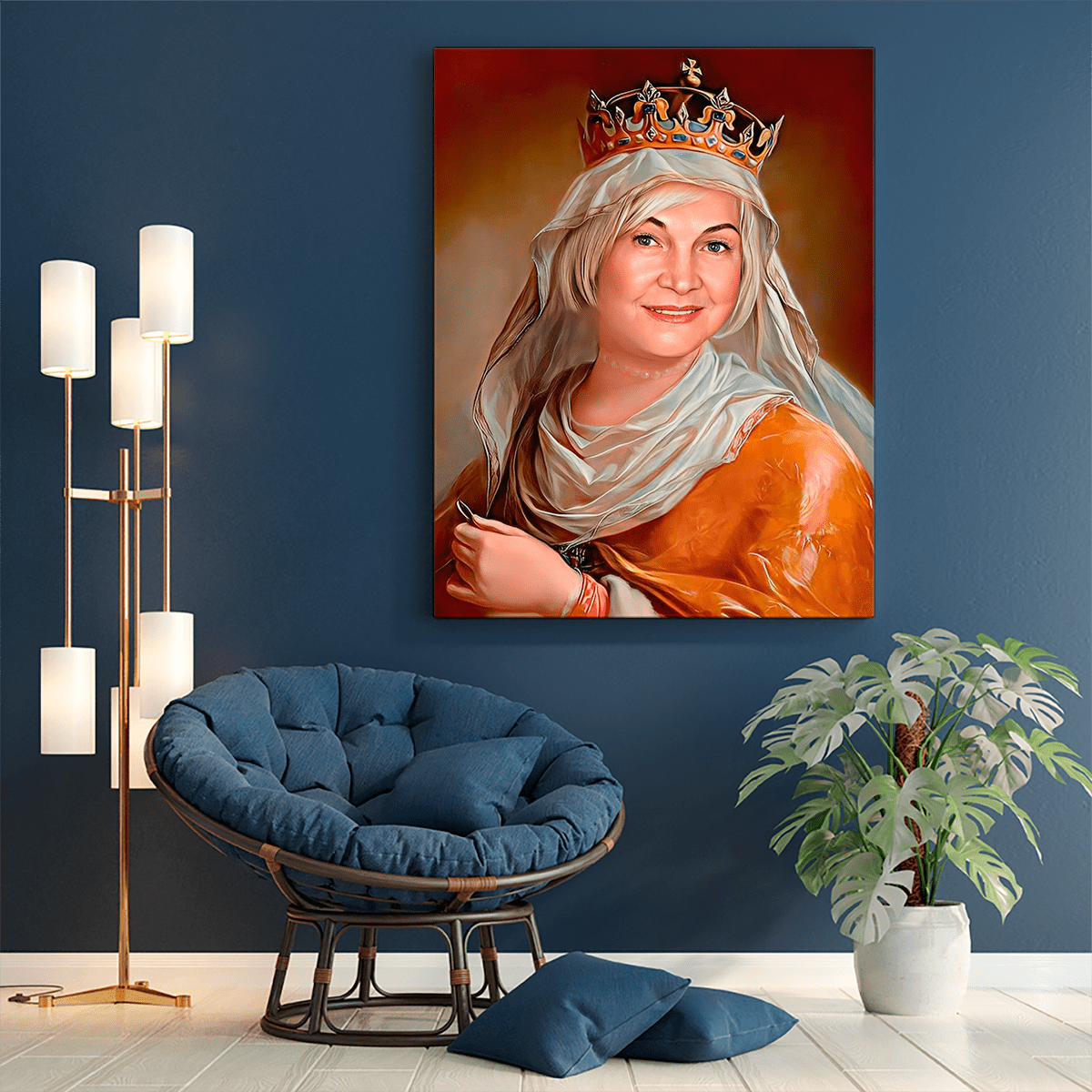 Portret Królowa Jadwiga - druk na płótnie, spersonalizowany prezent dla babci - idamell.com