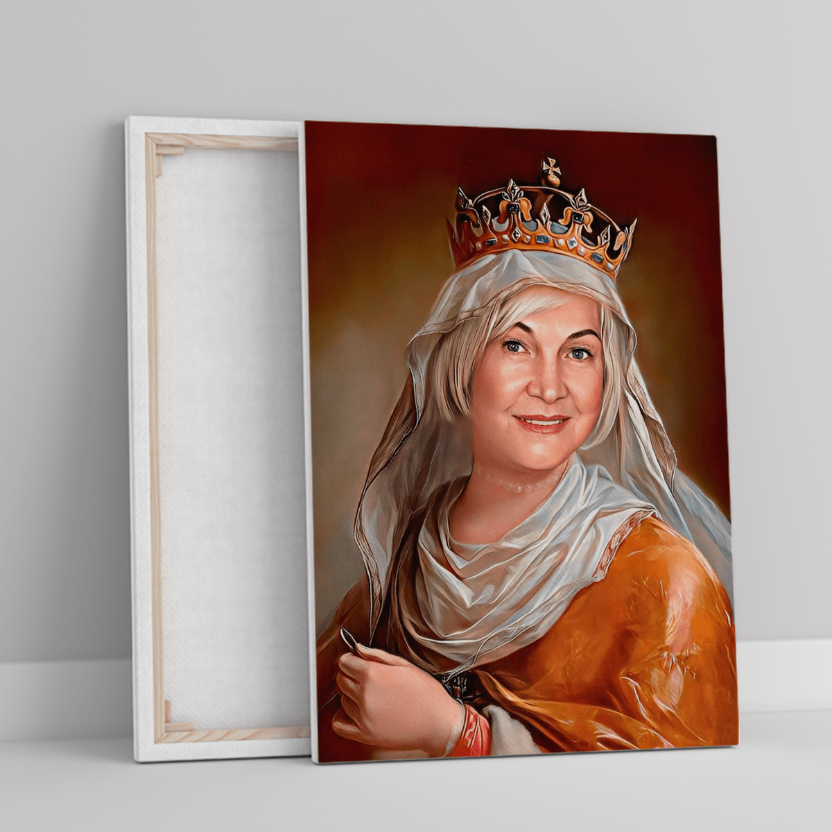 Portret Królowa Jadwiga - druk na płótnie, spersonalizowany prezent dla babci - idamell.com