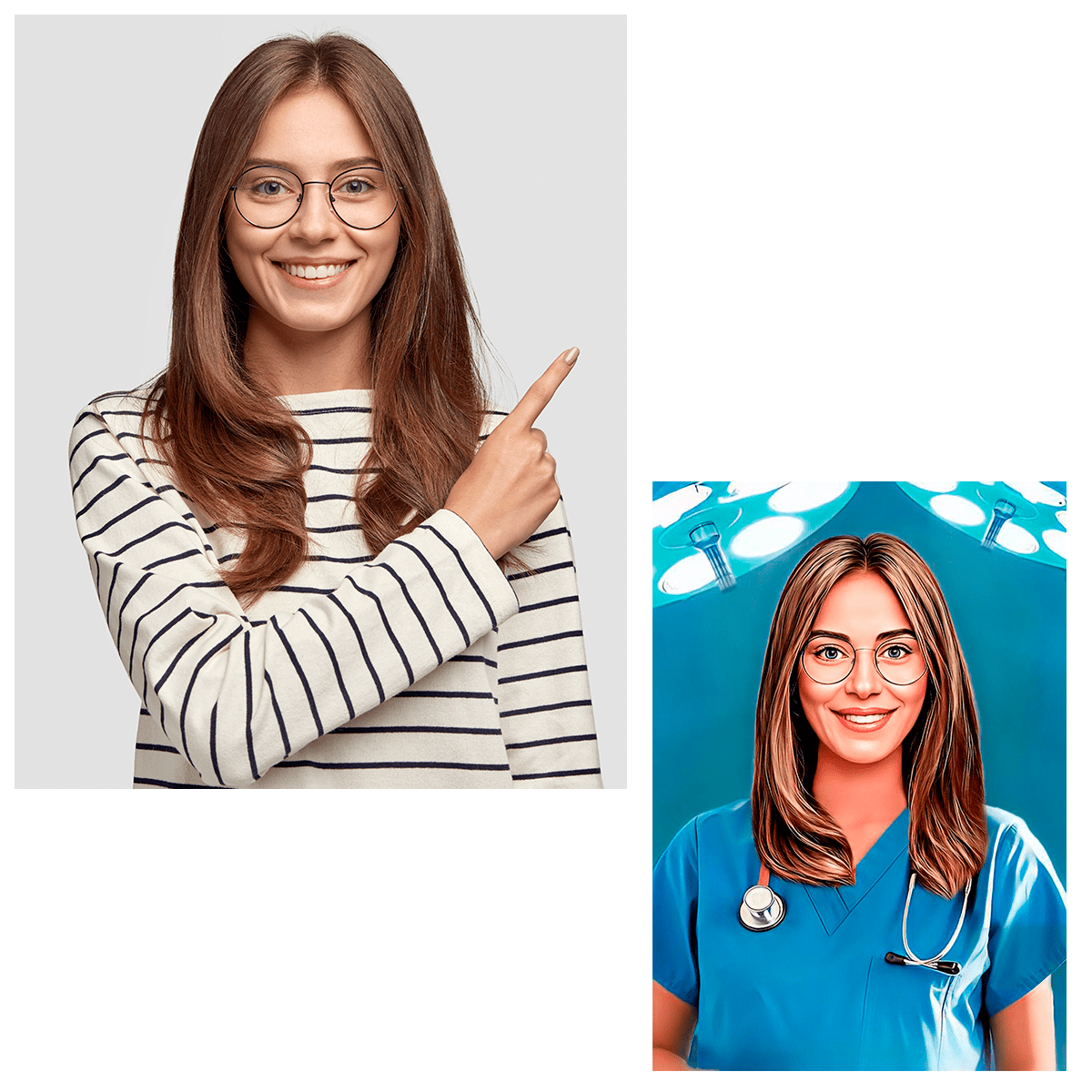 Portret lekarki - druk na płótnie, spersonalizowany prezent dla niej - idamell.com