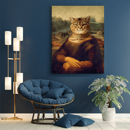 Portret Mona Lisa kot - druk na płótnie, spersonalizowany prezent - idamell.com