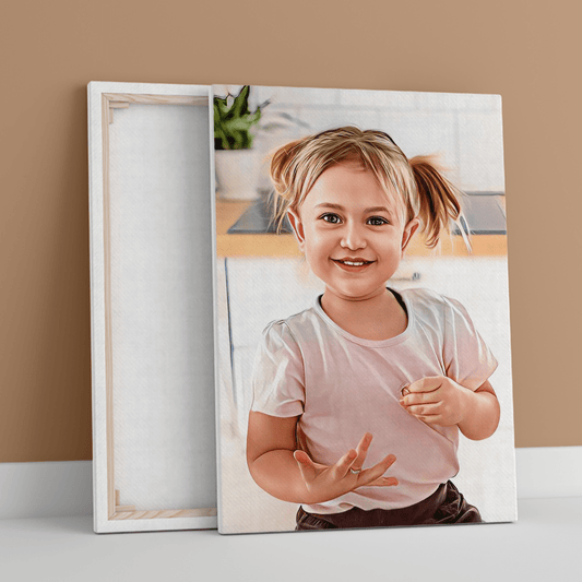 Portret pociechy - druk na płótnie, spersonalizowany prezent dla dziecka - idamell.com