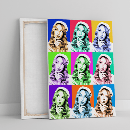 Portret Pop Art - druk na płótnie, spersonalizowany prezent dla niej - idamell.com