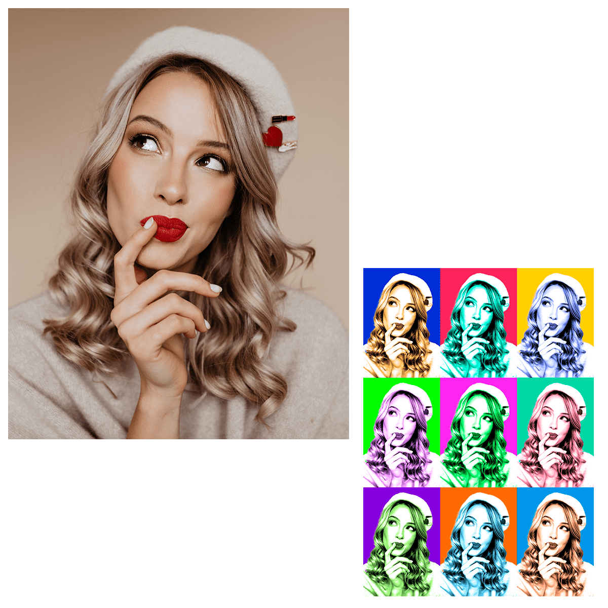 Portret Pop Art - druk na płótnie, spersonalizowany prezent dla niej - idamell.com