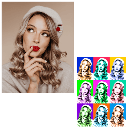 Portret Pop Art - druk na płótnie, spersonalizowany prezent dla niej - idamell.com