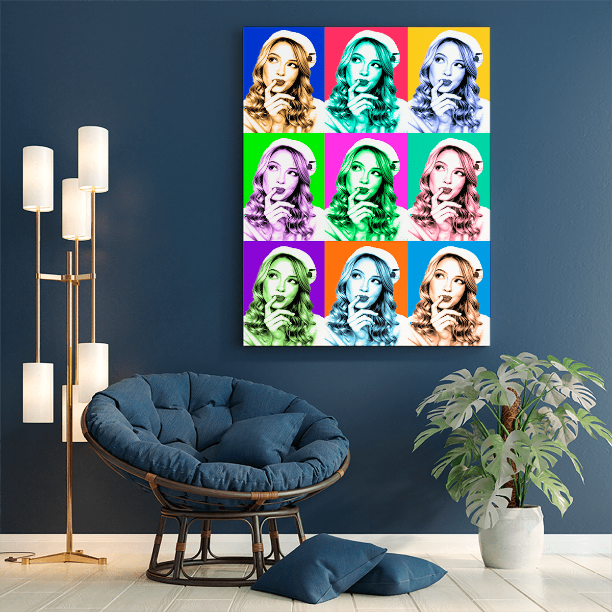 Portret Pop Art - druk na płótnie, spersonalizowany prezent dla niej - idamell.com