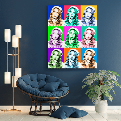 Portret Pop Art - druk na płótnie, spersonalizowany prezent dla niej - idamell.com