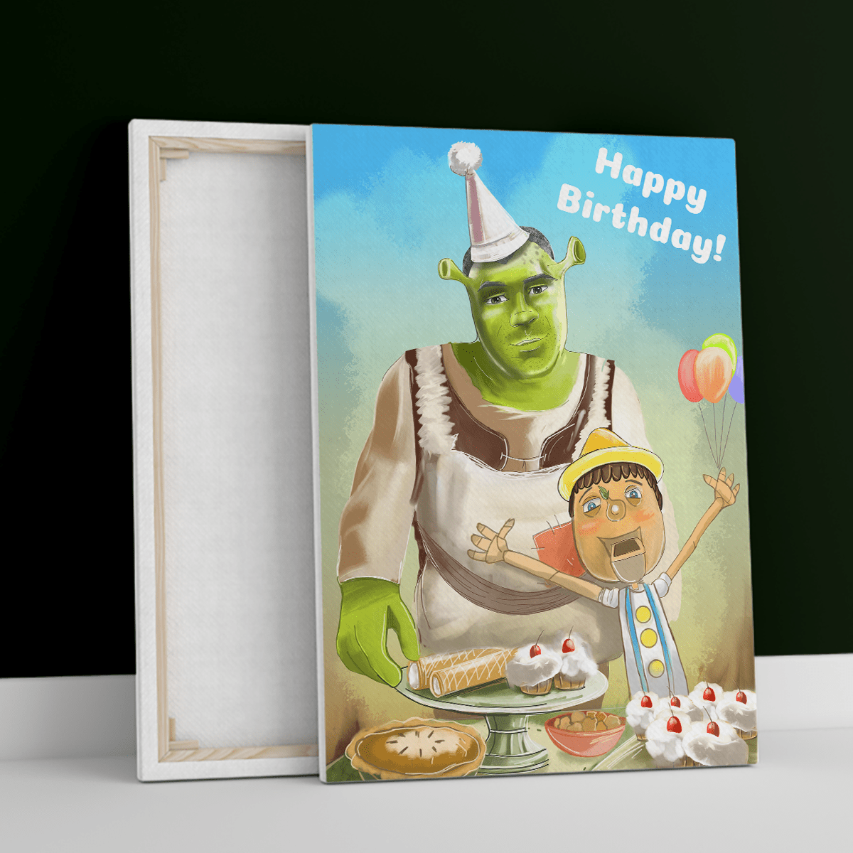 Portret Shrek - druk na płótnie, spersonalizowany prezent dla niej, niego - idamell.com