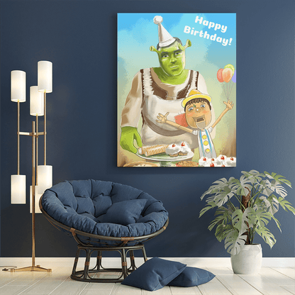 Portret Shrek - druk na płótnie, spersonalizowany prezent dla niej, niego - idamell.com