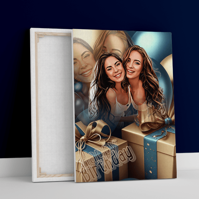 Portret urodzinowy wieloosobowy - obraz na płótnie, spersonalizowany prezent - idamell.com - Wyjątkowe Prezenty