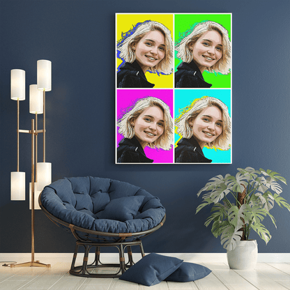 Portret w 4. kolorach - druk na płótnie, spersonalizowany prezent dla niej - idamell.com