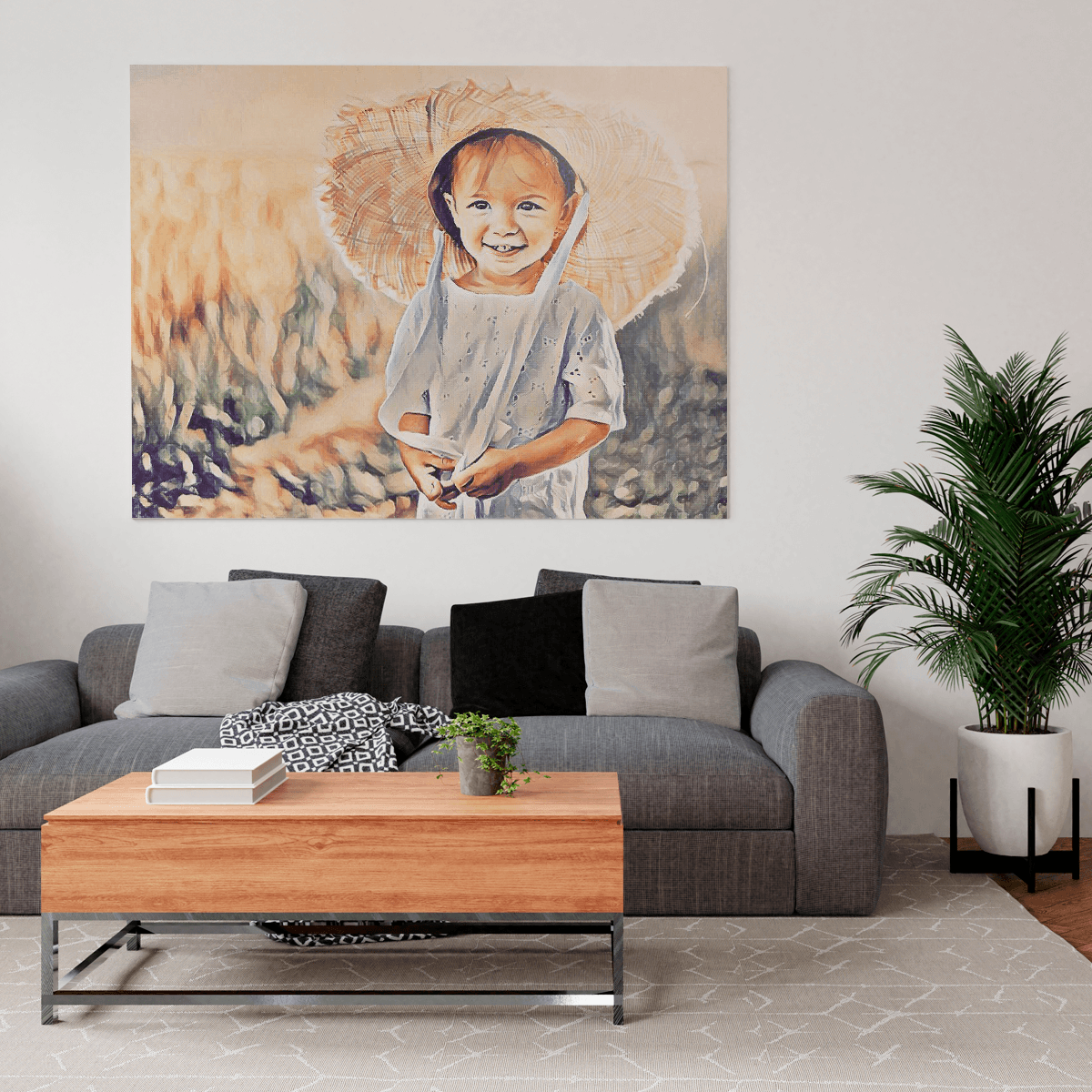 Portret w naturalnych odcieniach - druk na płótnie, spersonalizowany prezent dla dziecka - idamell.com - Wyjątkowe Prezenty