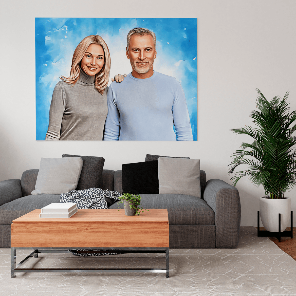 Portret z tłem - druk na płótnie, spersonalizowany prezent - idamell.com - Wyjątkowe Prezenty