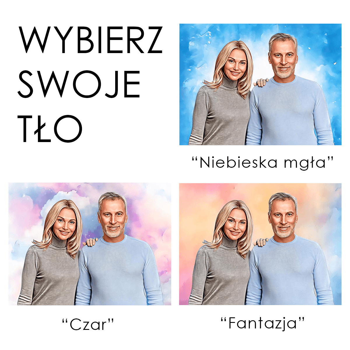 Portret z tłem - druk na płótnie, spersonalizowany prezent - idamell.com - Wyjątkowe Prezenty