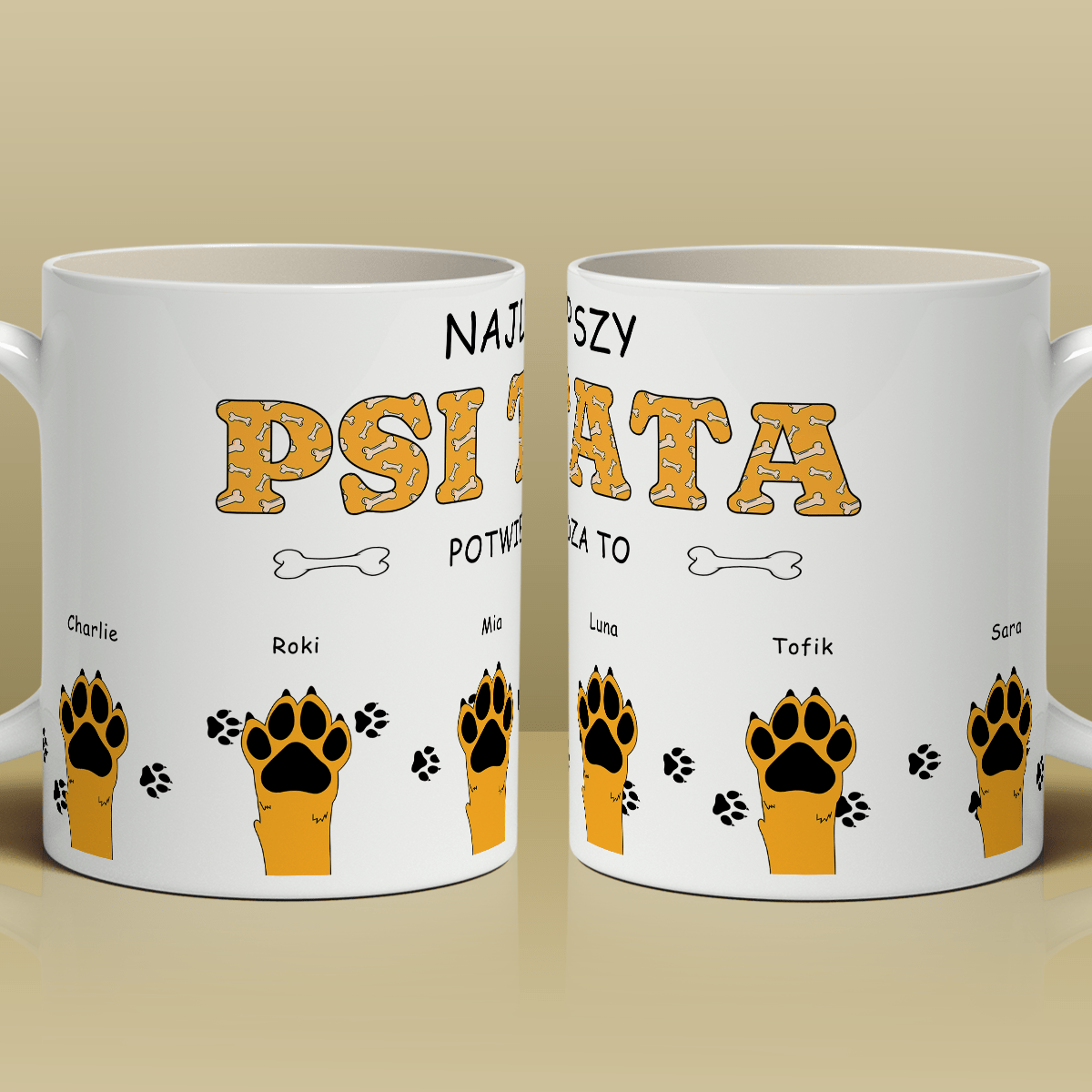 Psi tata - 1x Kubek z nadrukiem, spersonalizowany prezent - idamell.com
