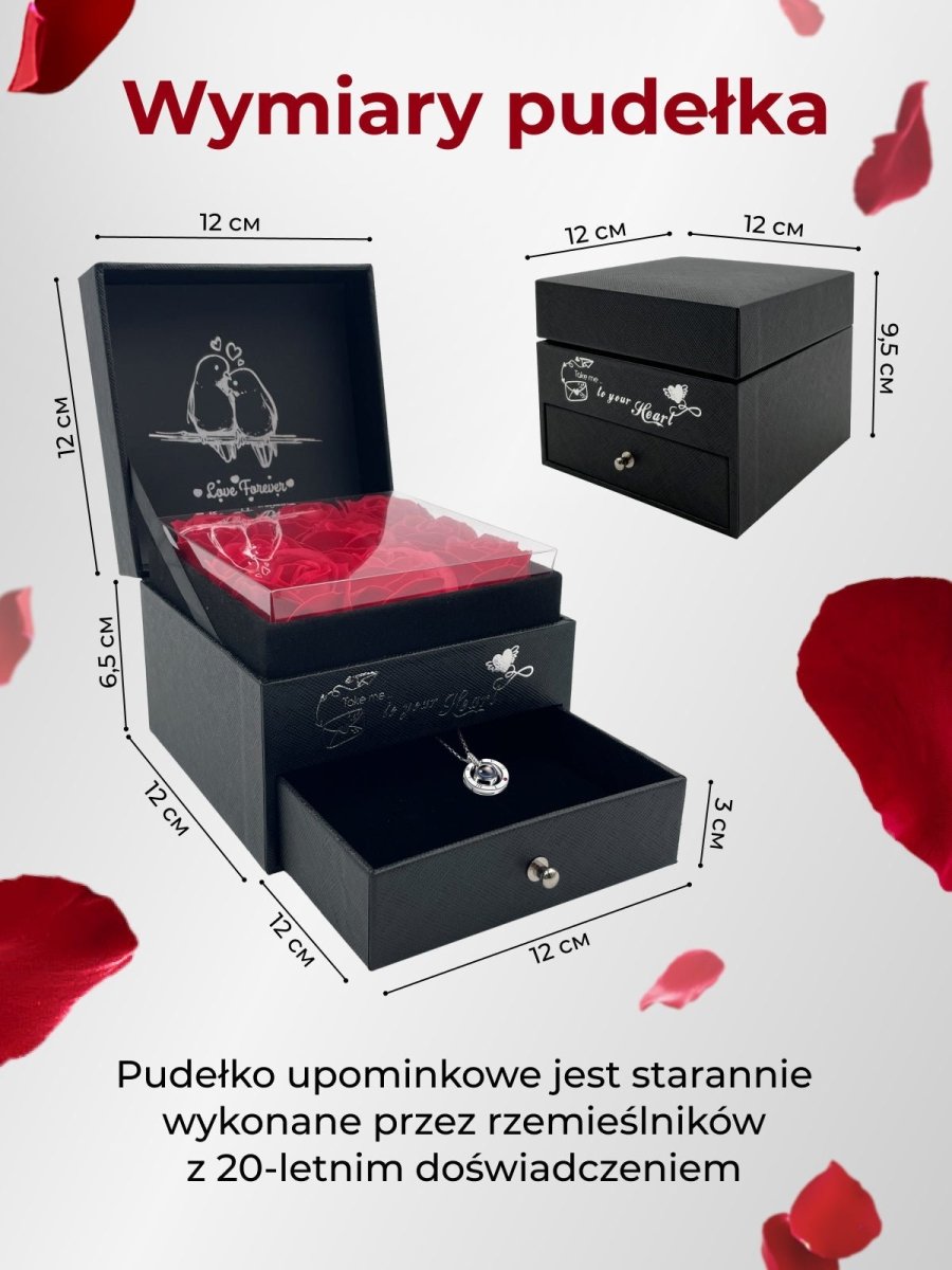 Pudełko Prezentowe z Wiecznymi Różami na biżuterię | Prezent na dzień kobiet, święta, walentynki, urodziny, dla niej, mamy, dziewczyny, kobiety - idamell.com - Wyjątkowe Prezenty