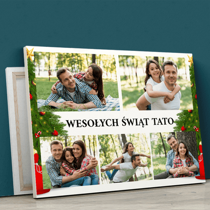 Radosnych Świąt - druk na płótnie, spersonalizowany prezent dla taty - idamell.com