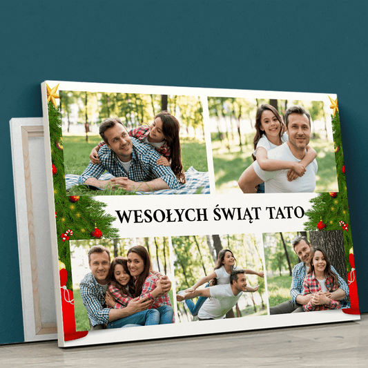 Radosnych Świąt - druk na płótnie, spersonalizowany prezent dla taty - idamell.com