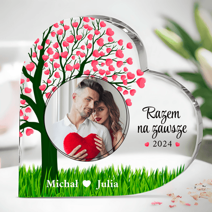 Razem na zawsze - Szklane serce, spersonalizowany prezent dla pary - idamell.com